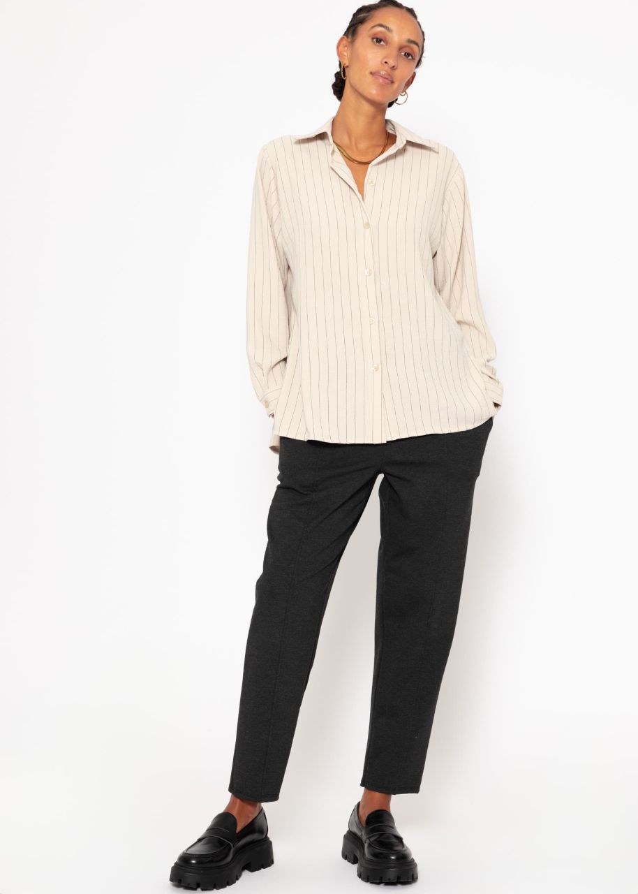 Classic cut blouse with stripes - beige