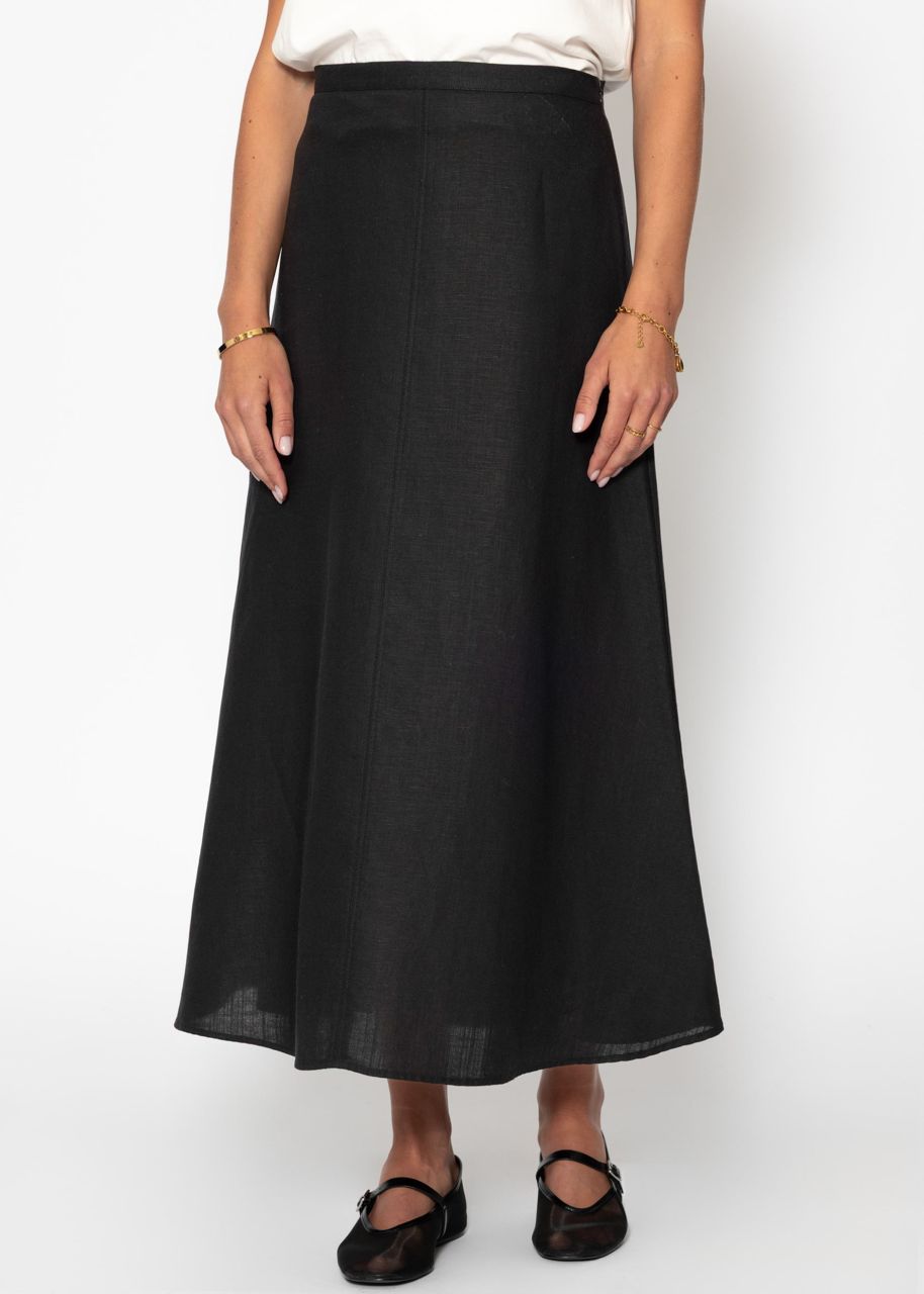 Flared linen skirt - black