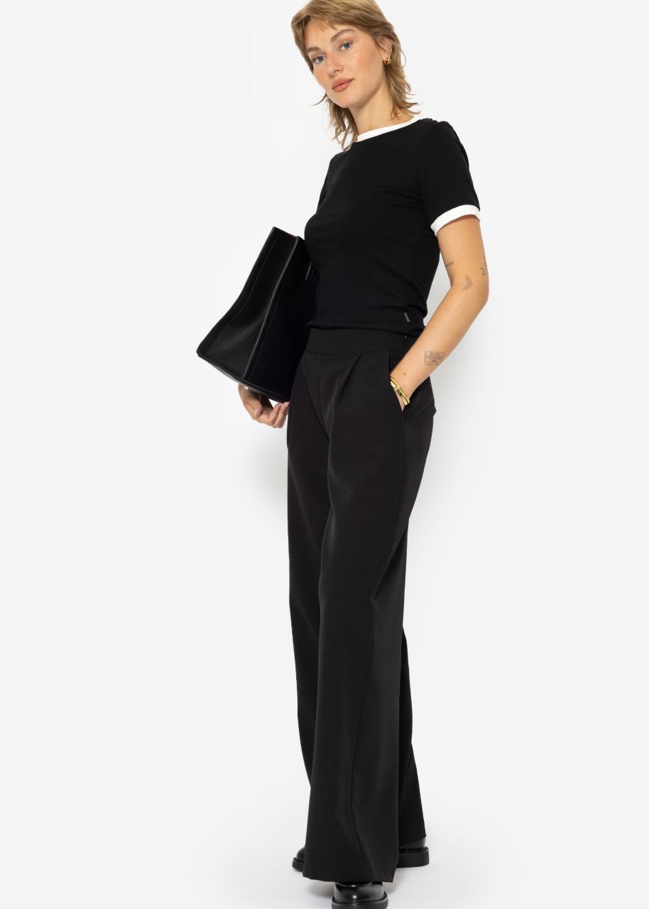 Fabric trousers with side zip - black