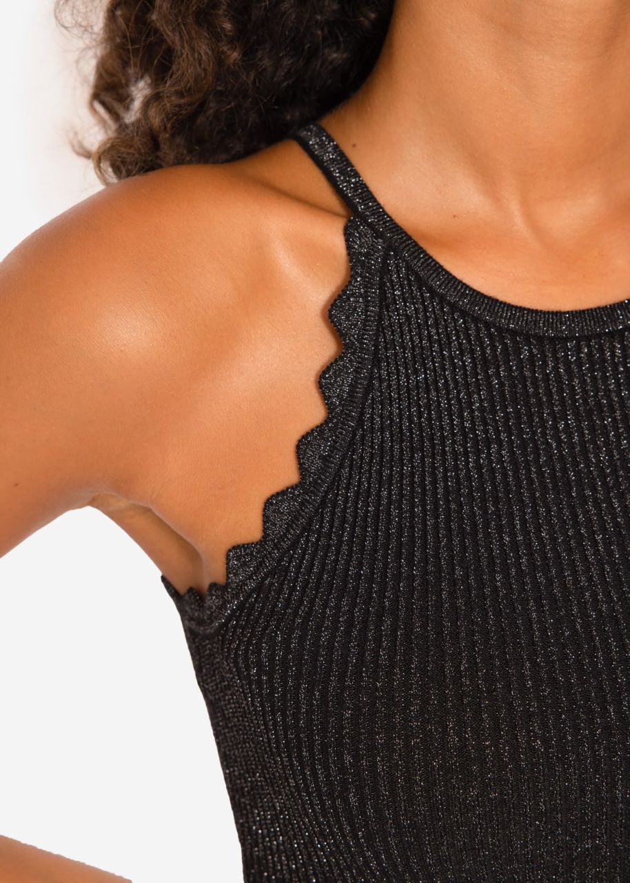Lurex knit top - black