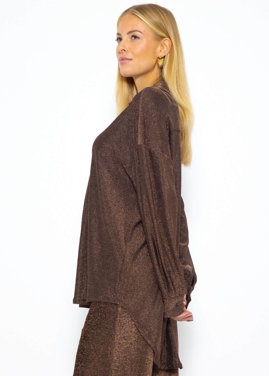 Oversize Lurex Blouse - brown