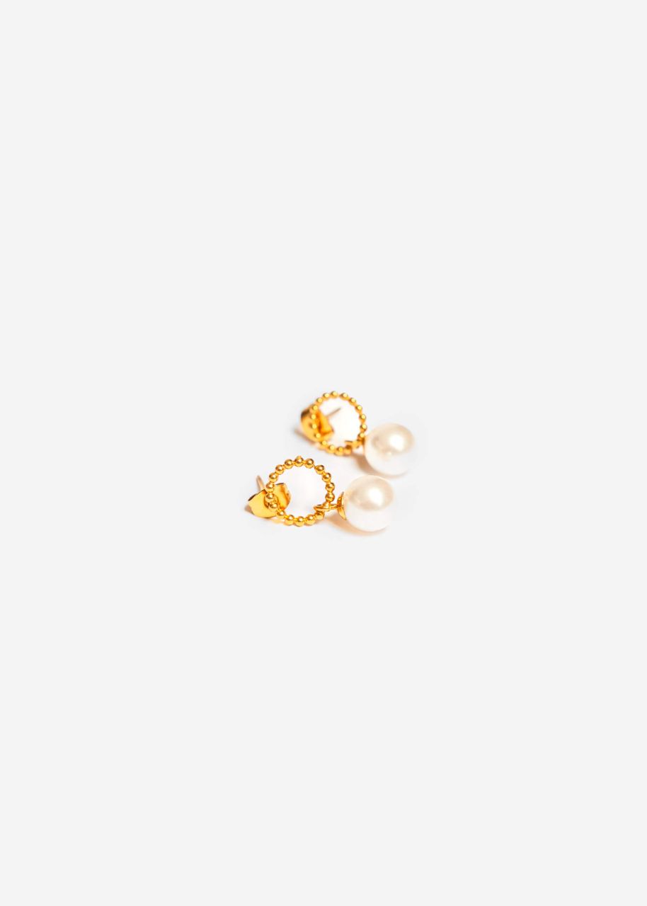 Stud earrings with pearl - gold