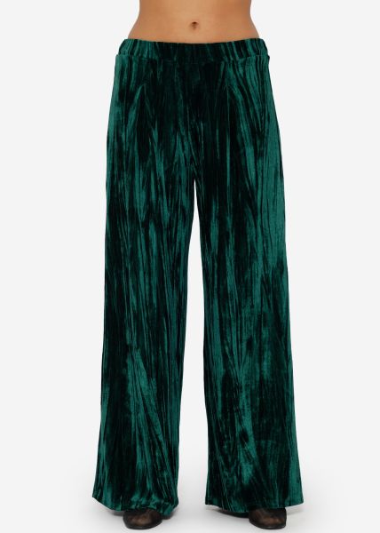 Wide velvet trousers - emerald green