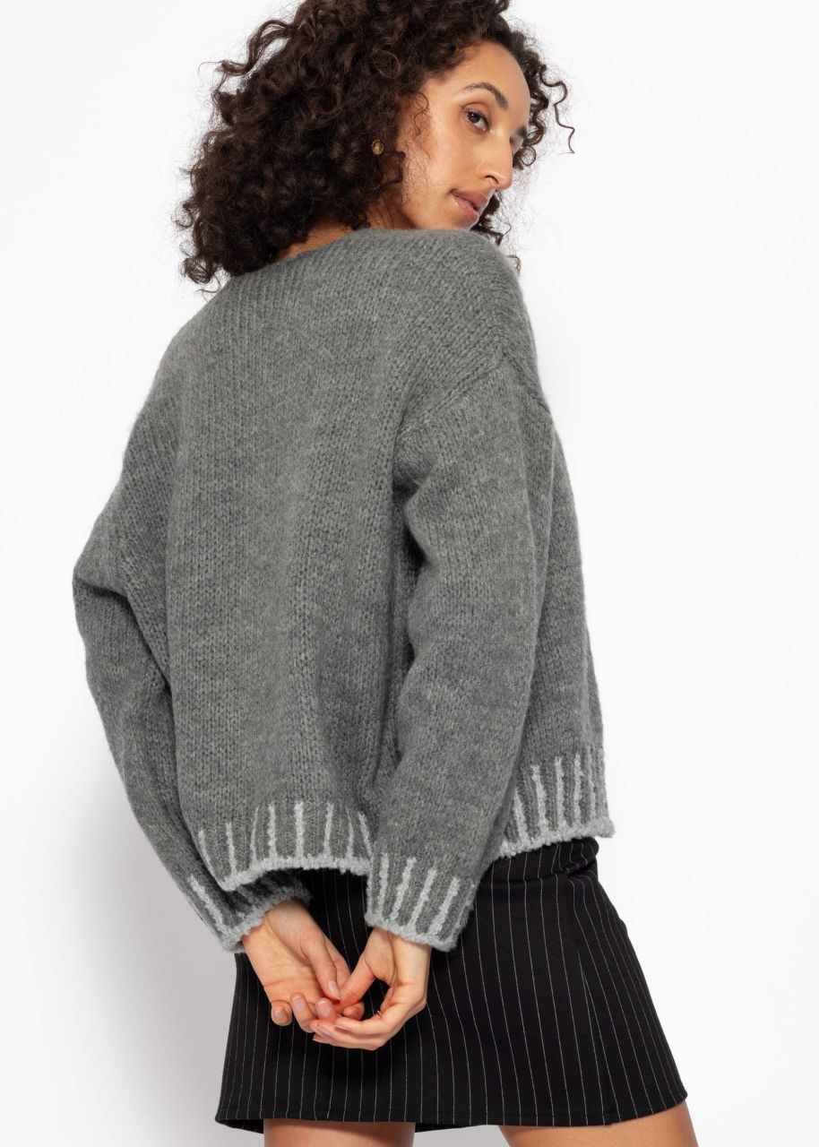 Loose-fitting cardigan with accentuated hem - dark grey