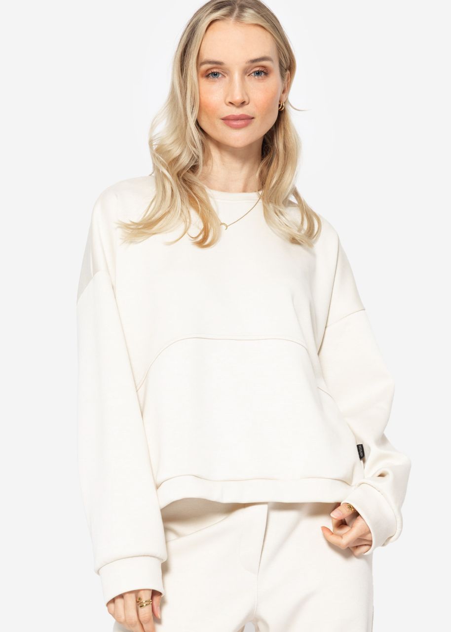 Soft sweatshirt with dividing seams - offwhite