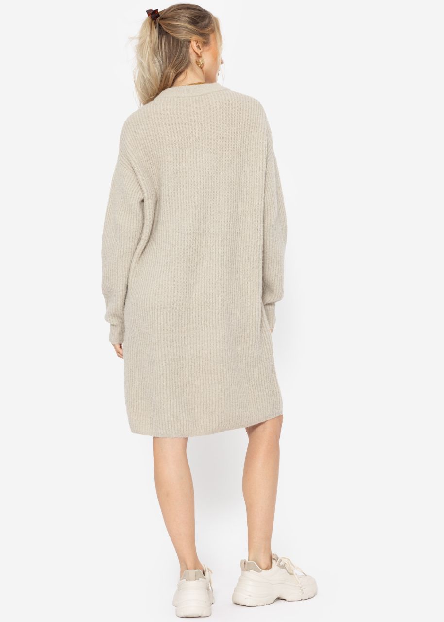 Ribbed knitted dress - beige