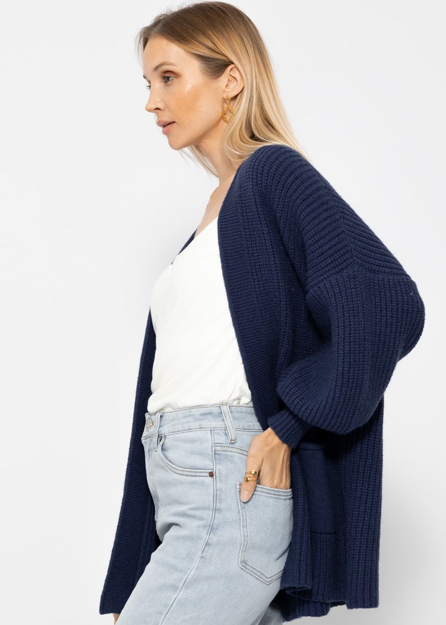 Soft knit cardigan with pockets - dark blue