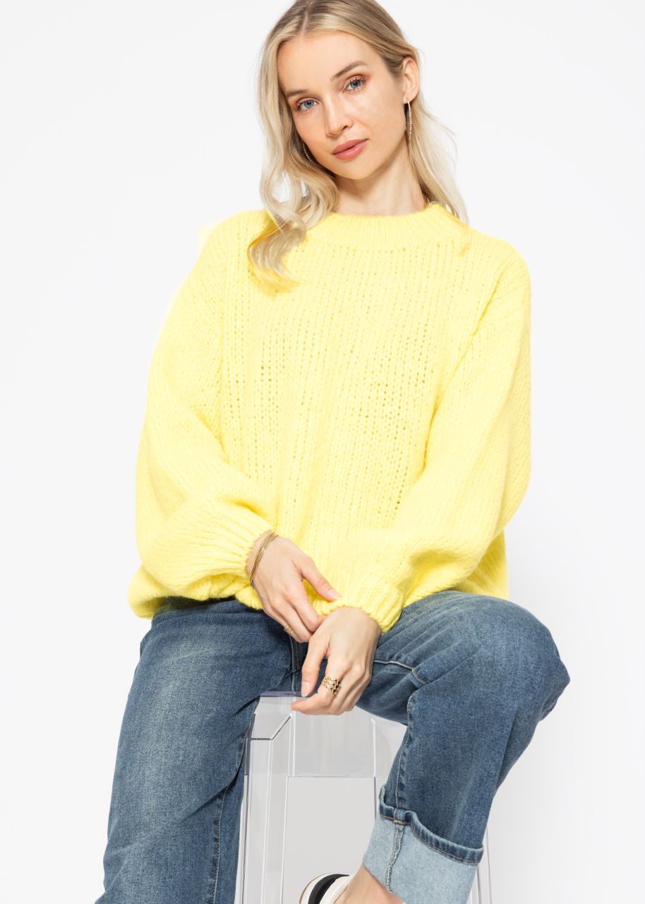 Oversized jumper with round neckline - vanilla yellow