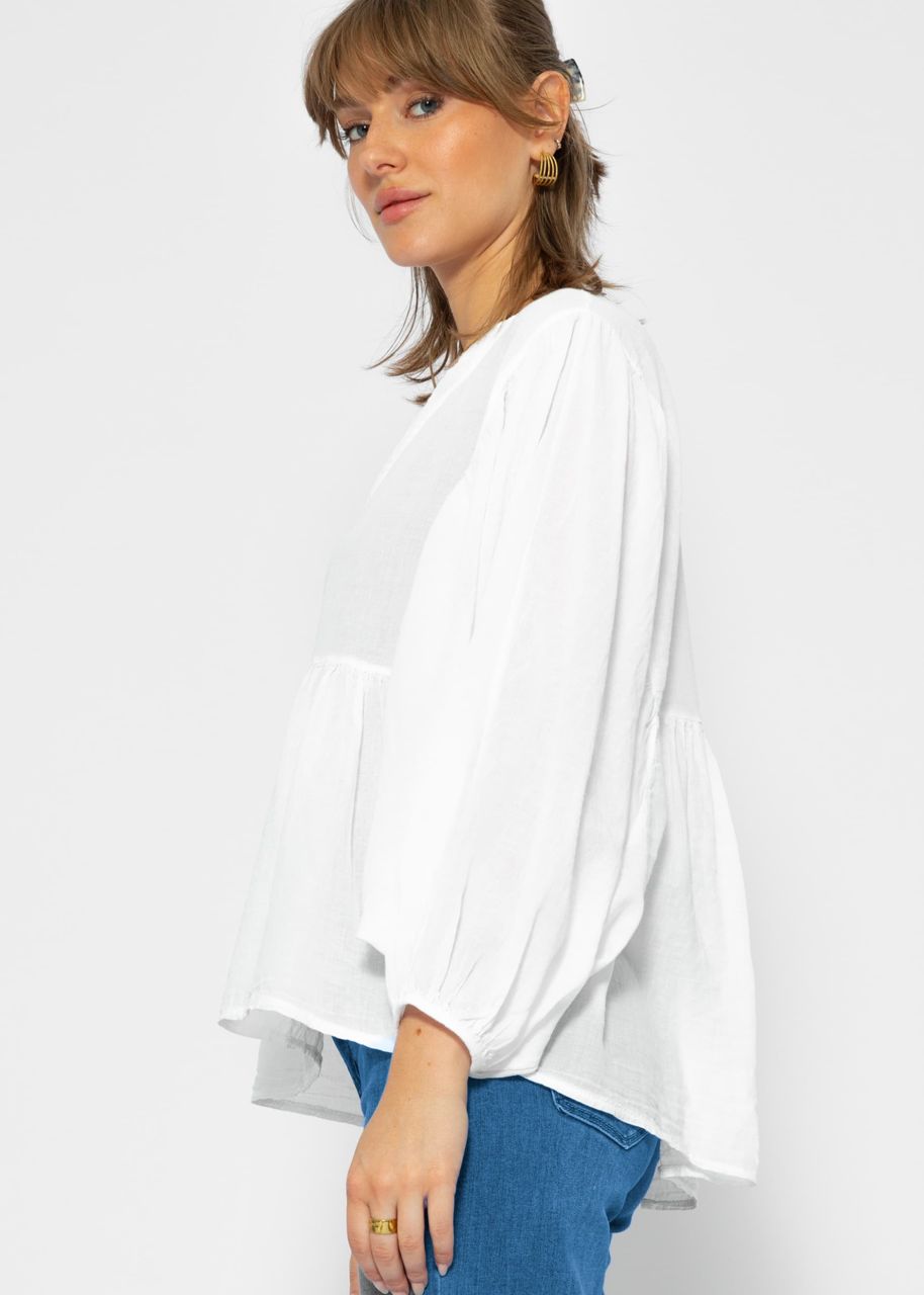 Oversize cotton voile blouse - white