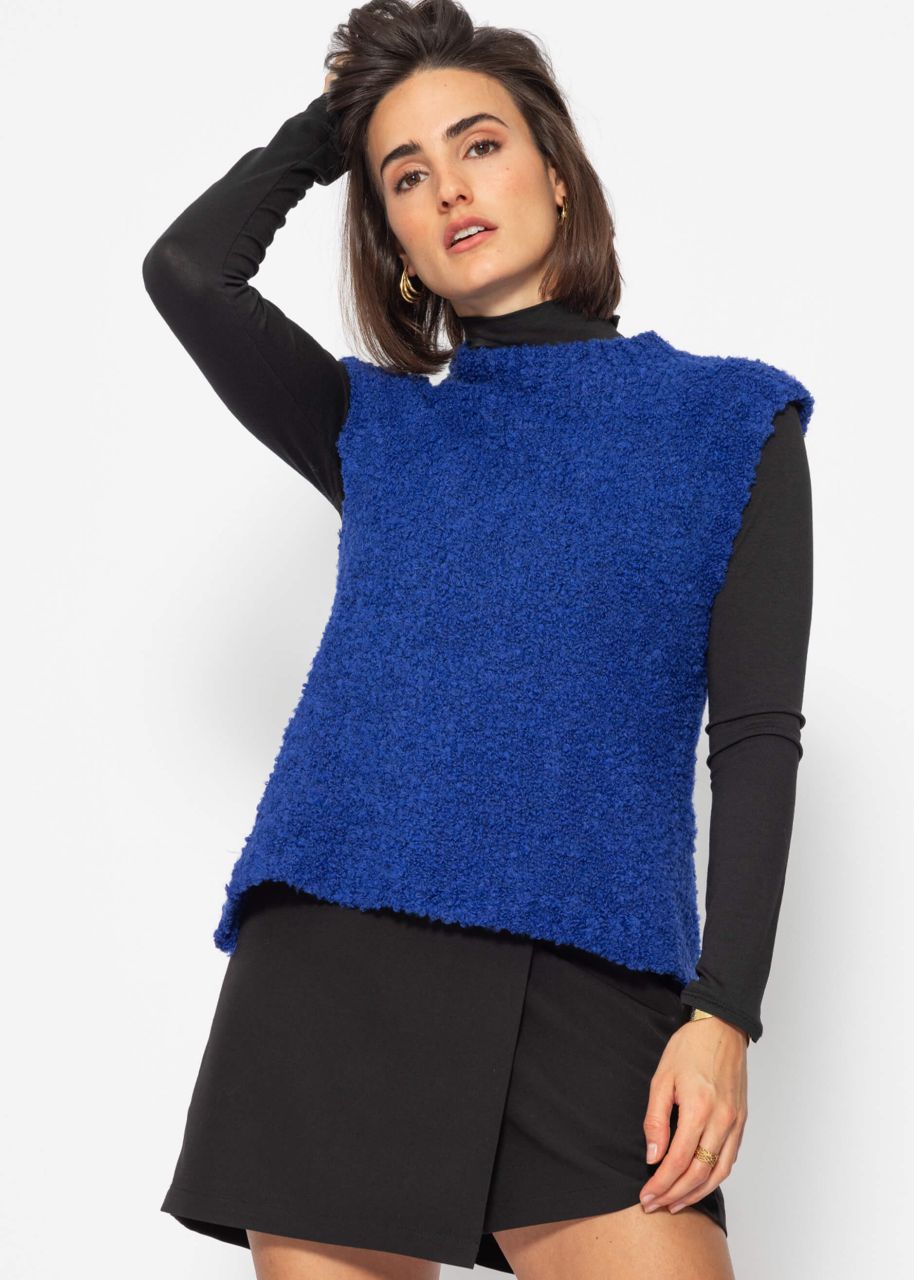 Casual knitted pullover - cobalt blue