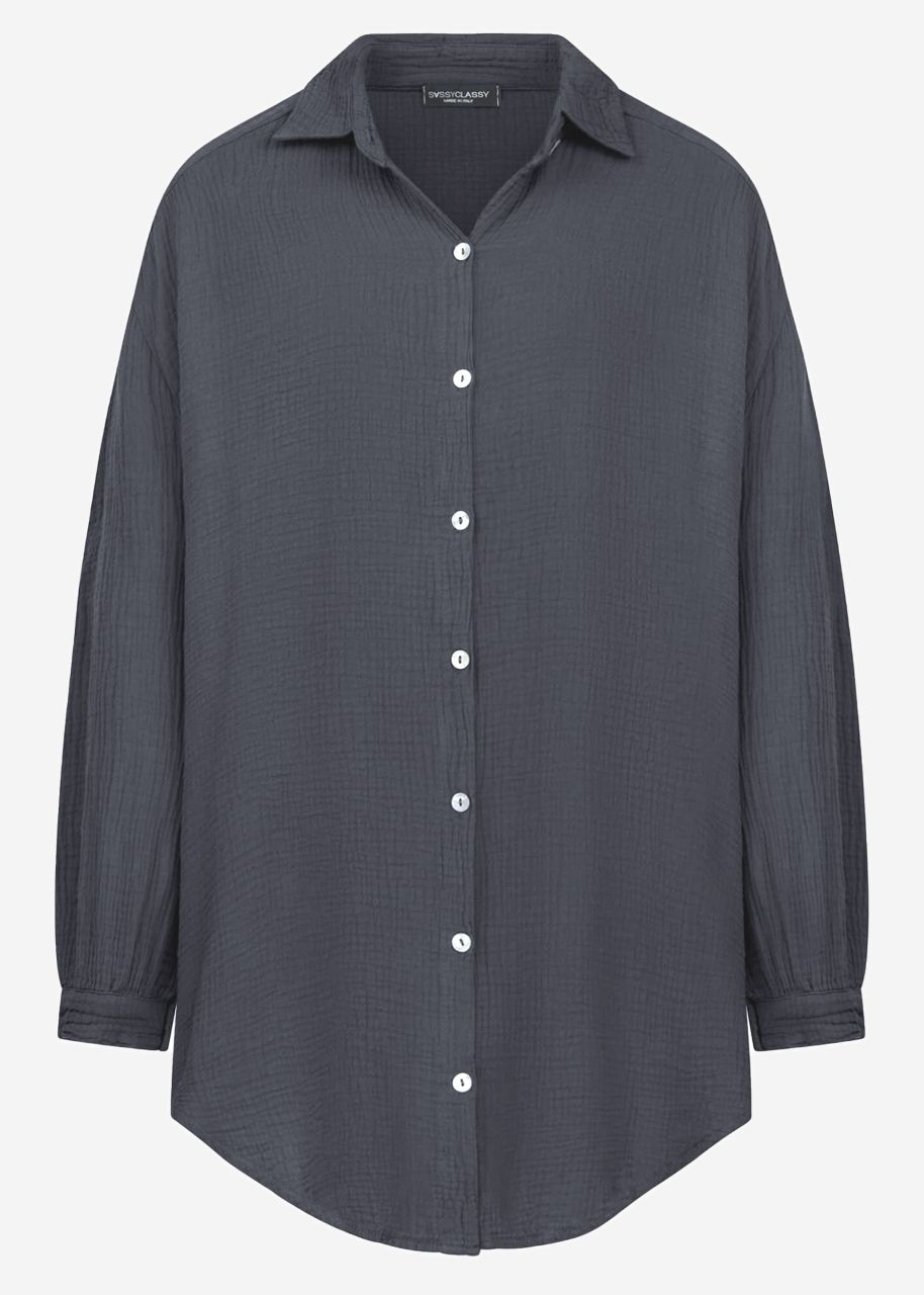 Muslin blouse oversize, dark gray