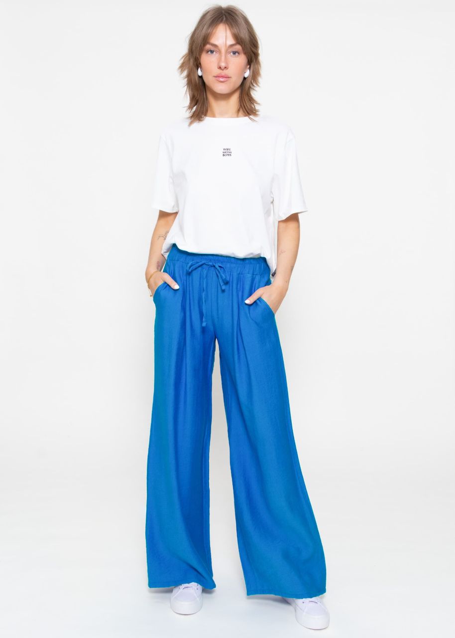 Shimmering casual viscose trousers, royal blue