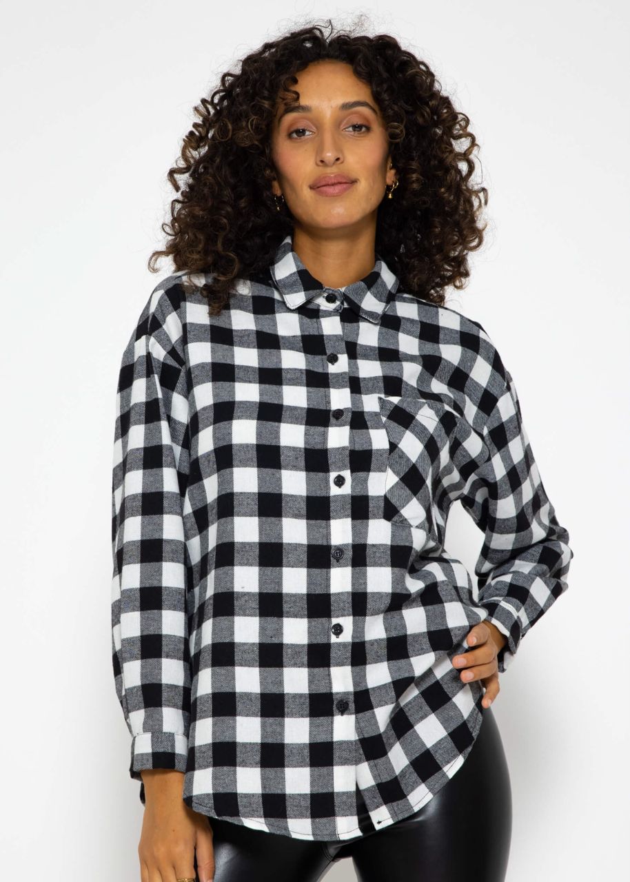 Checked blouse shirt - black and white