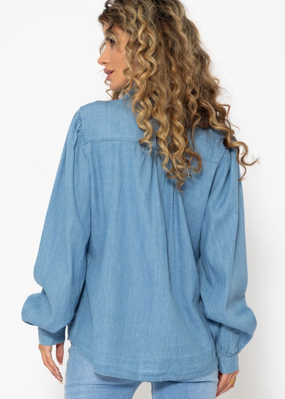 Feminine denim blouse - blue