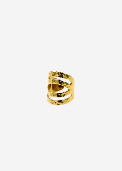 Wide hammered ring, gold