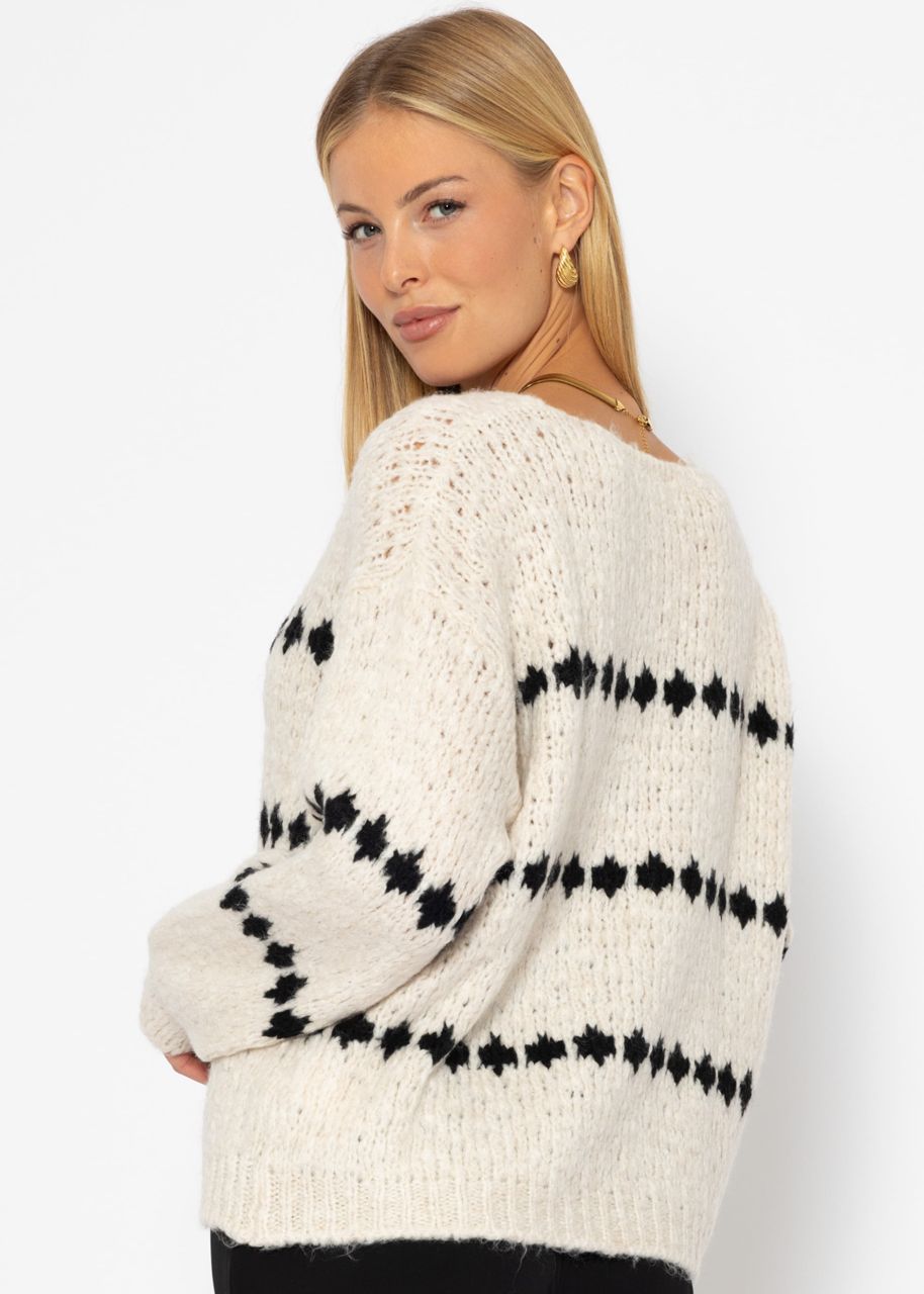 Jumper with fantasy stripe pattern - offwhite