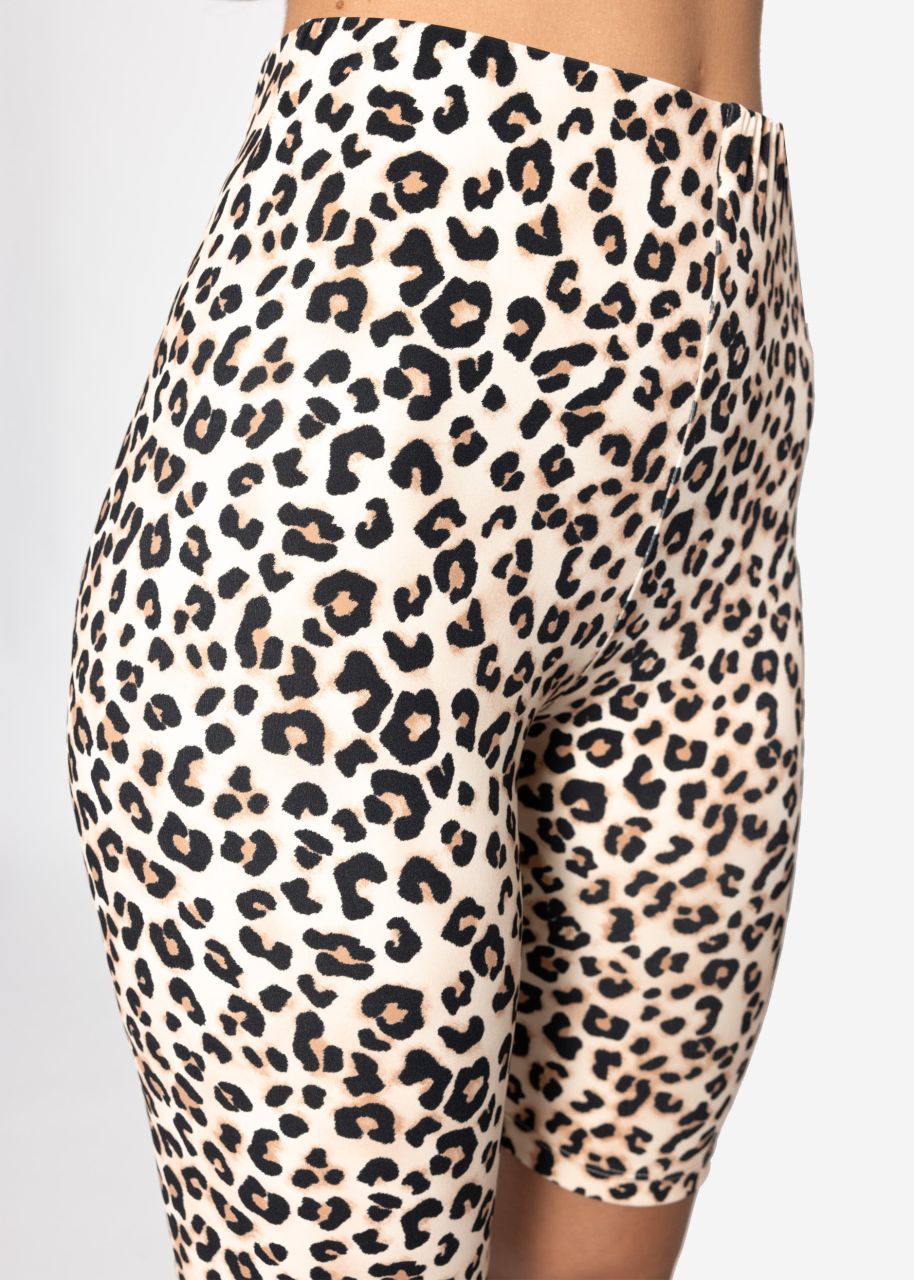 Sport Radler Hose mit Leo-Print - beige
