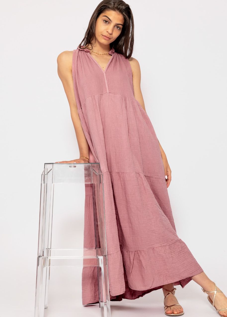 Long muslin dress - dusky pink