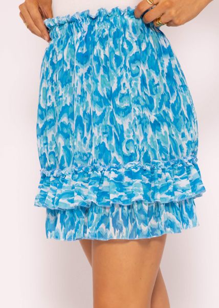 Ruched skirt with print, blue