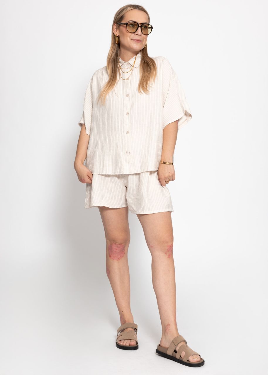 Striped shorts - light beige