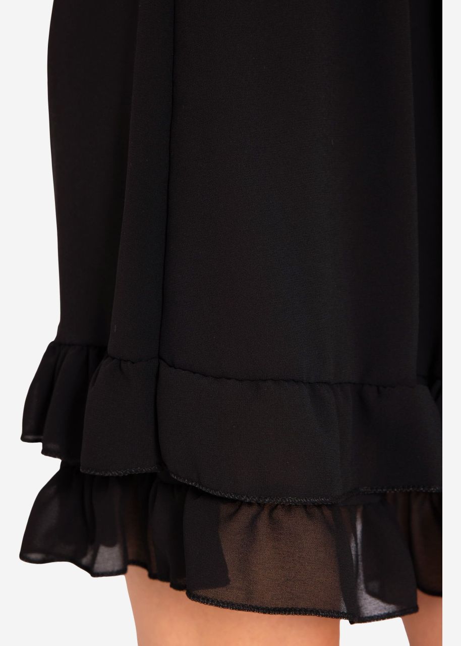 Ruffled skirt in chiffon - black