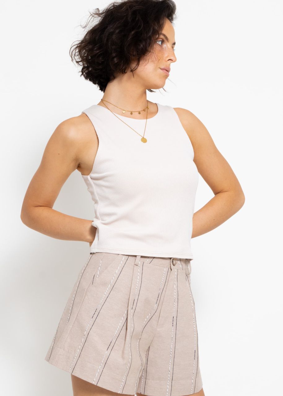 Double-layered, ribbed tank top - beige