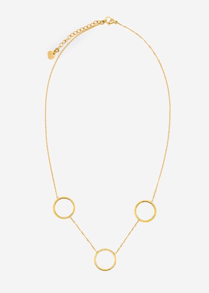 Necklace with 3 circles, gold