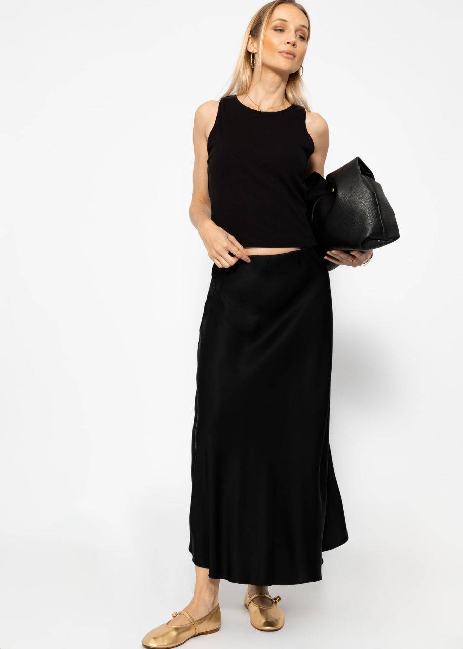 Satin-look skirt - black