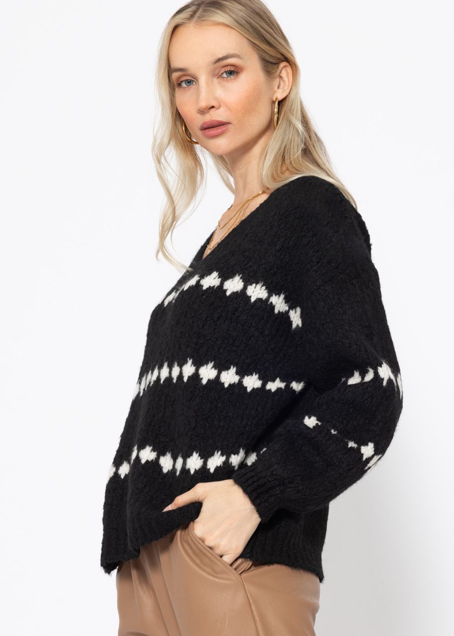 Jumper with fantasy stripe pattern - black