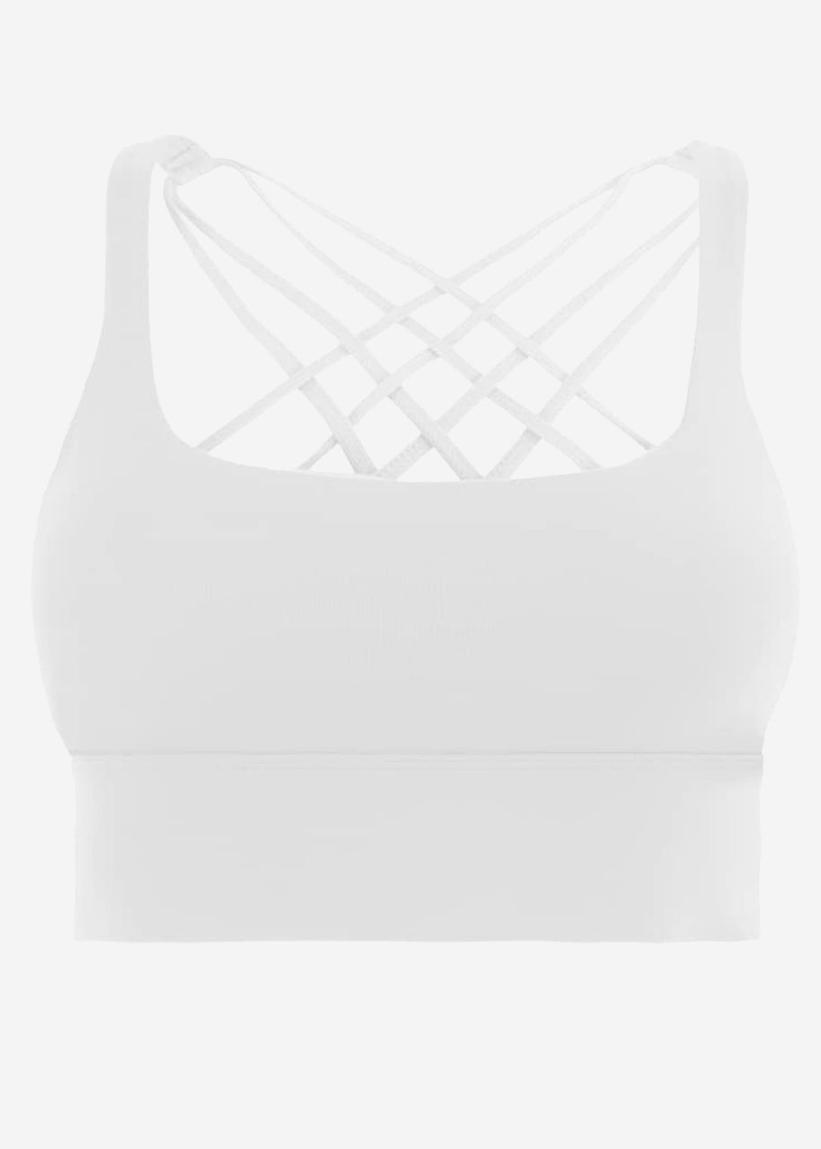 Crop sports bra with cross back - white