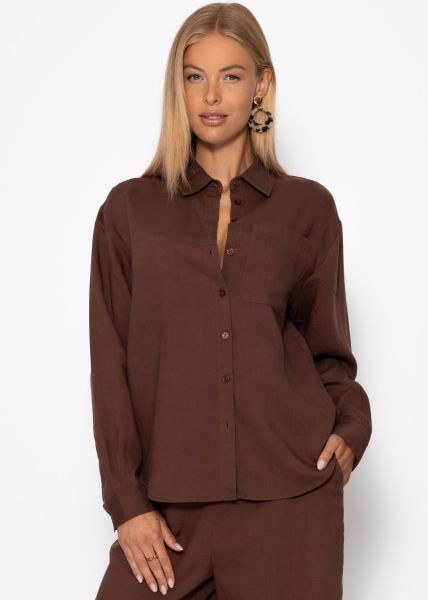 Linen shirt blouse - brown