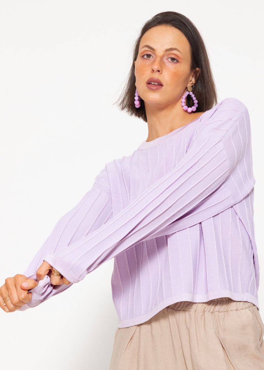 Fine sweater with ribbed texture - lilac