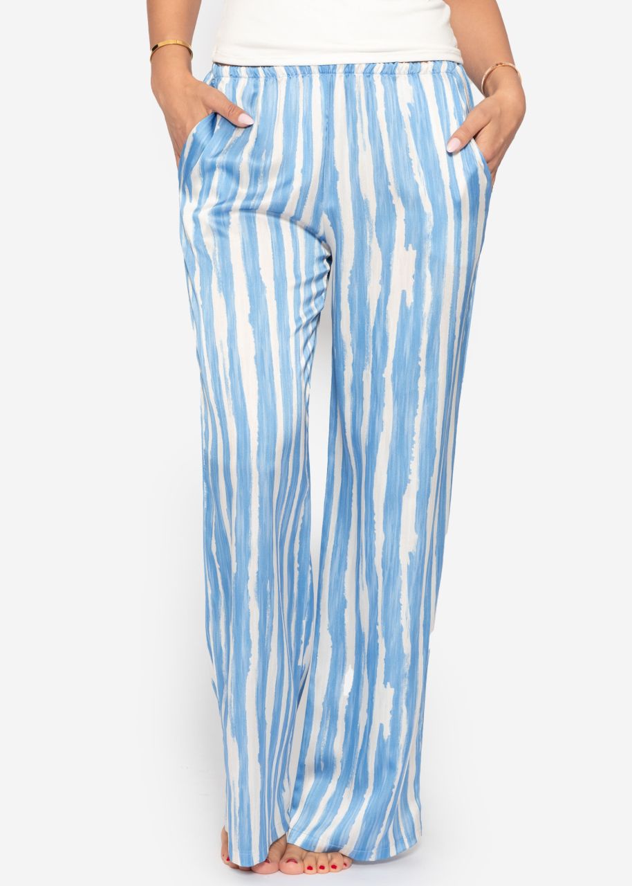 Striped satin trousers - blue