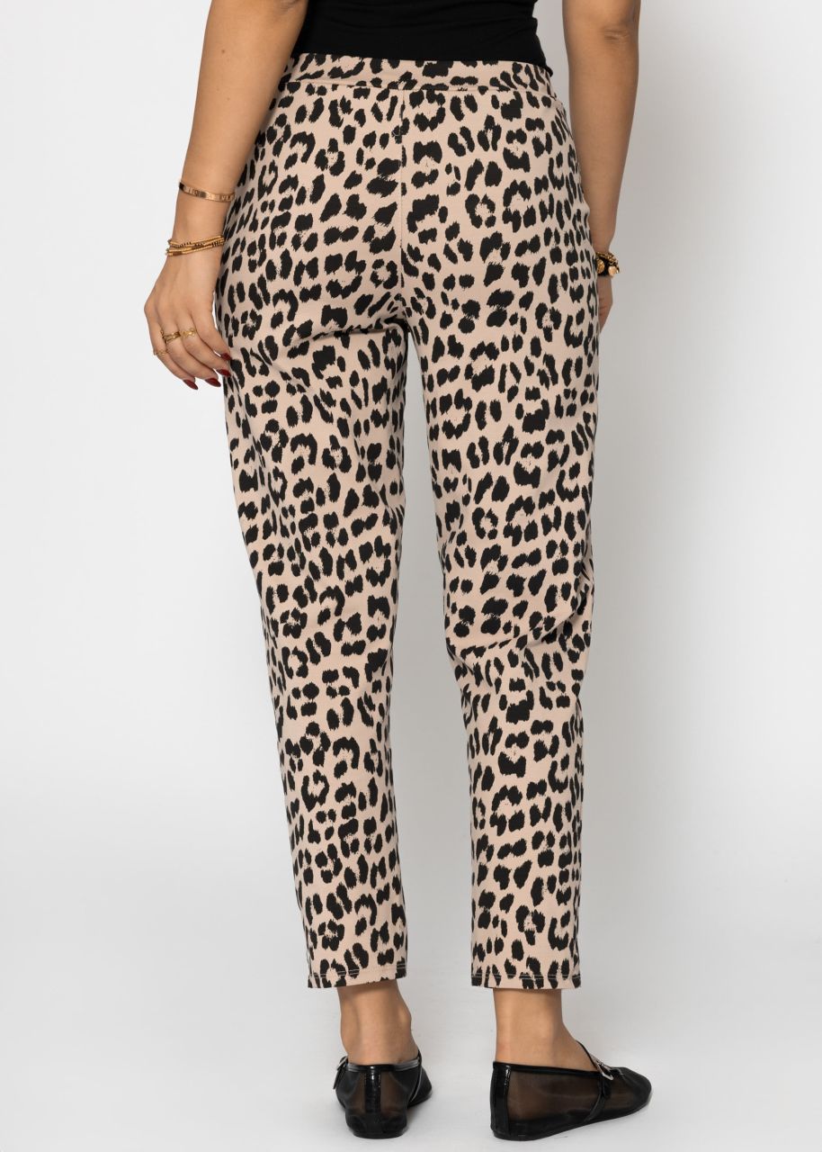 Jersey chinos in leo print - light beige