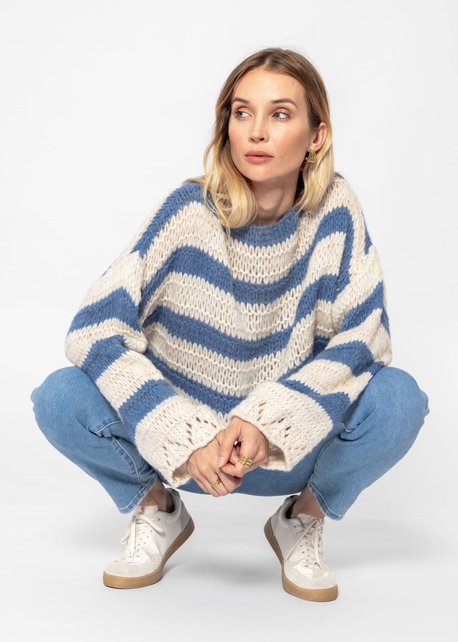 Sweater with stripes - jeans-beige