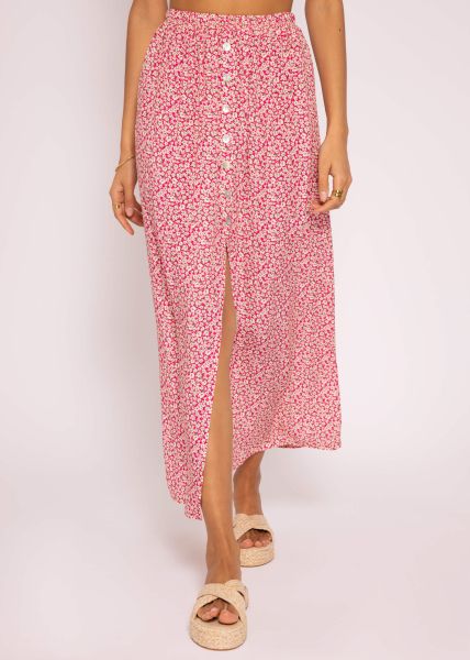Long skirt with floral print, pink