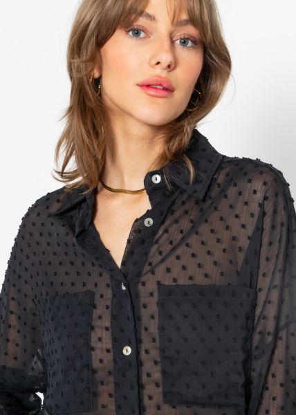 Oversize plumetis blouse, black