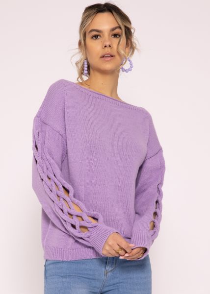 Sweater with mesh pattern, purple