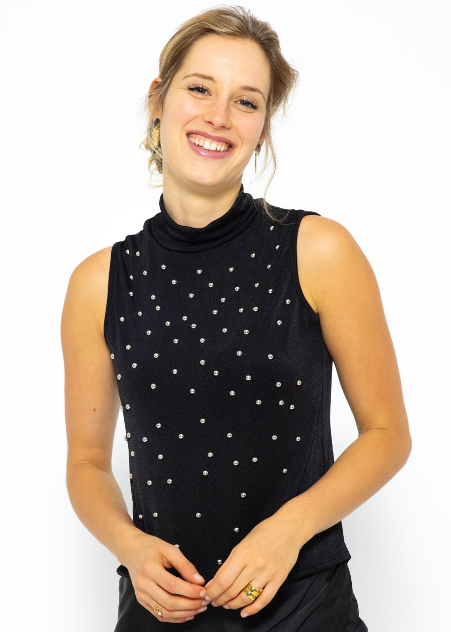 Flowing top with studs - black