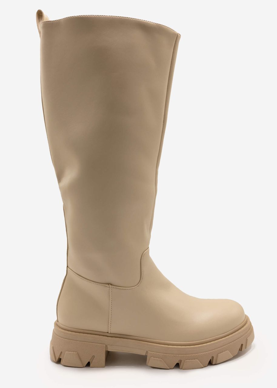 Knee high boots, beige