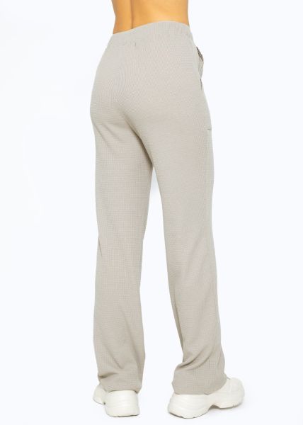 Casual trousers in waffle piqué - taupe