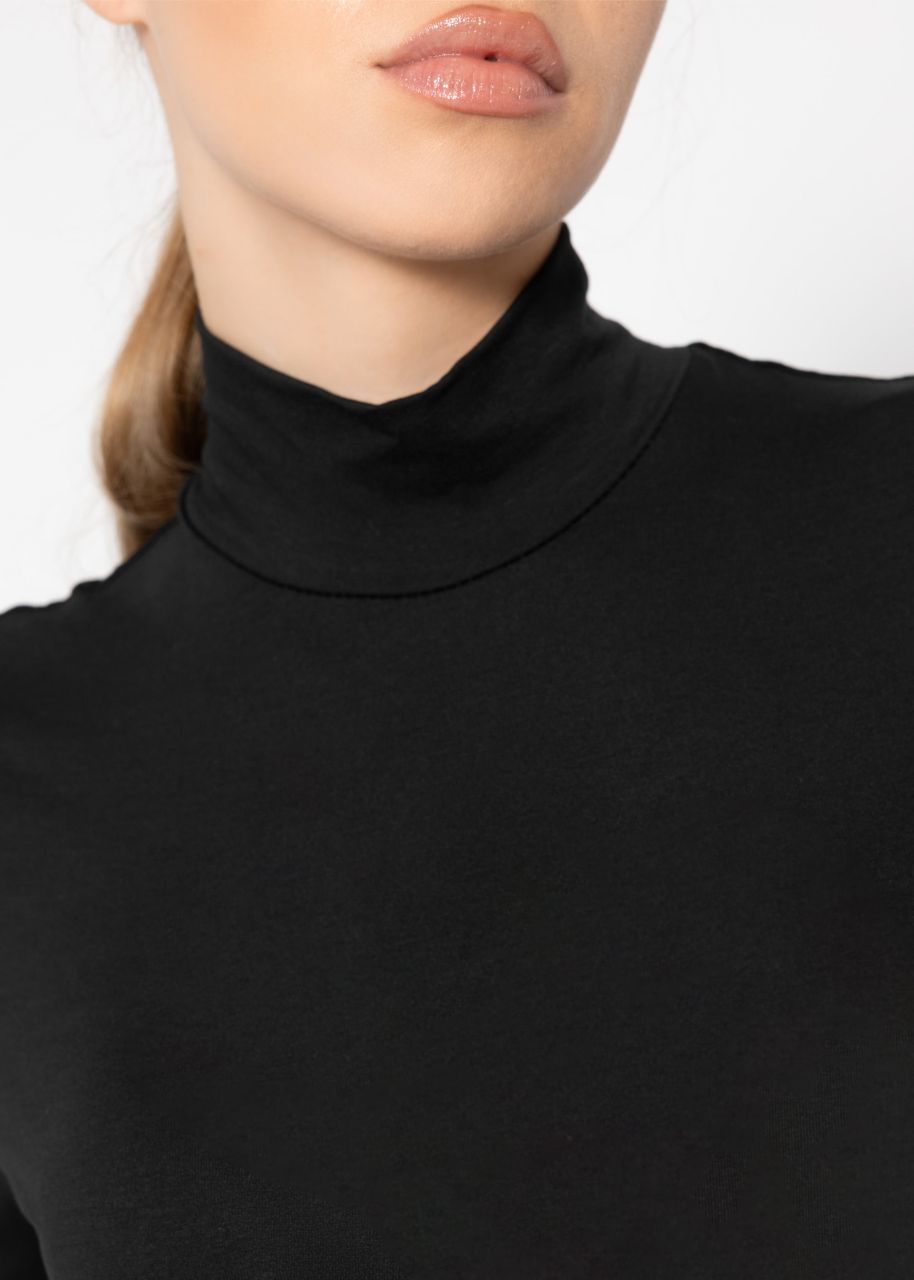 Long sleeve shirt with turtleneck - black