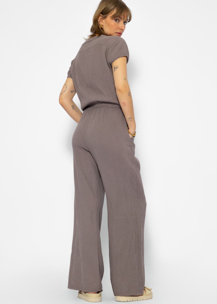 Casual muslin jumpsuit - taupe