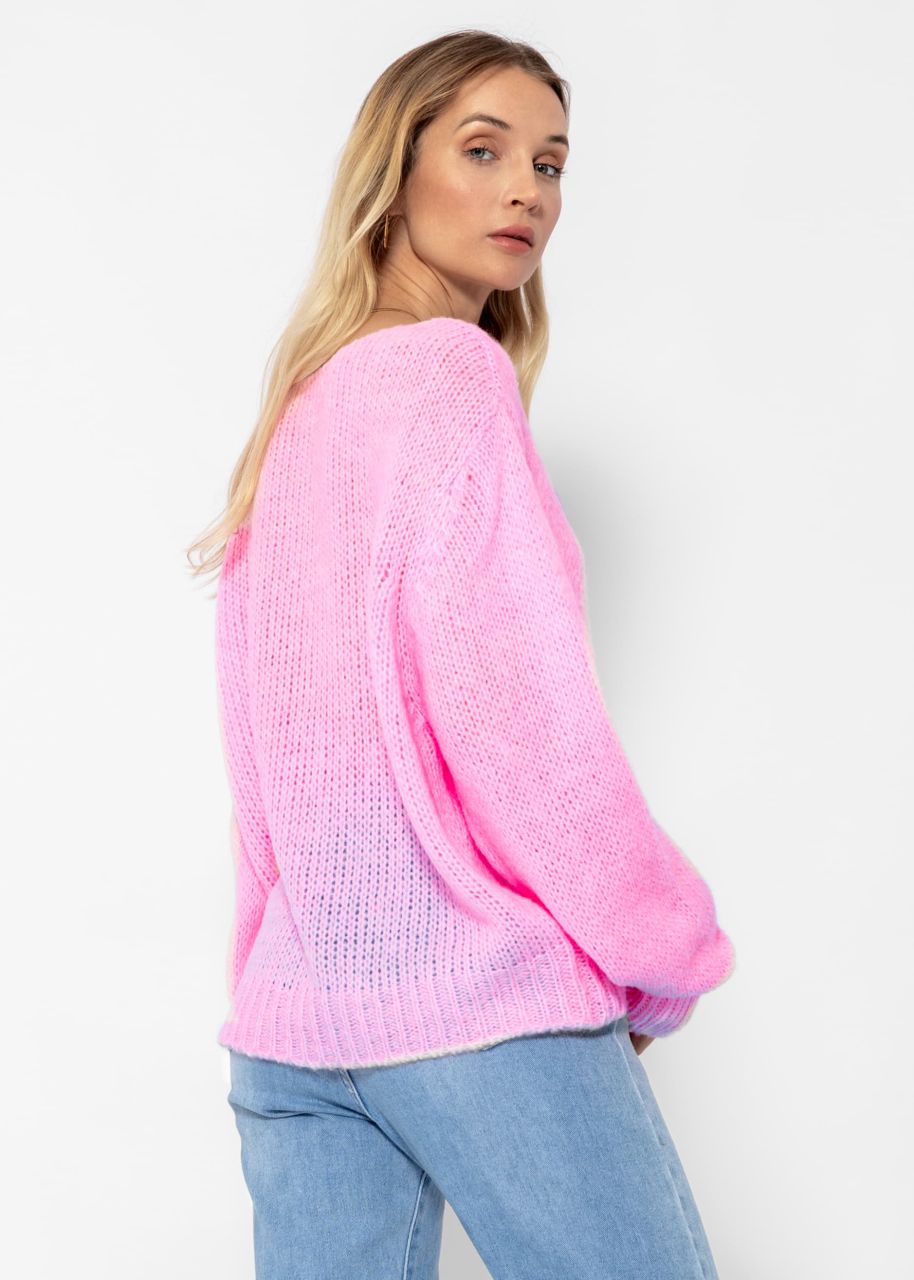 Cardigan with bow fastening - baby pink