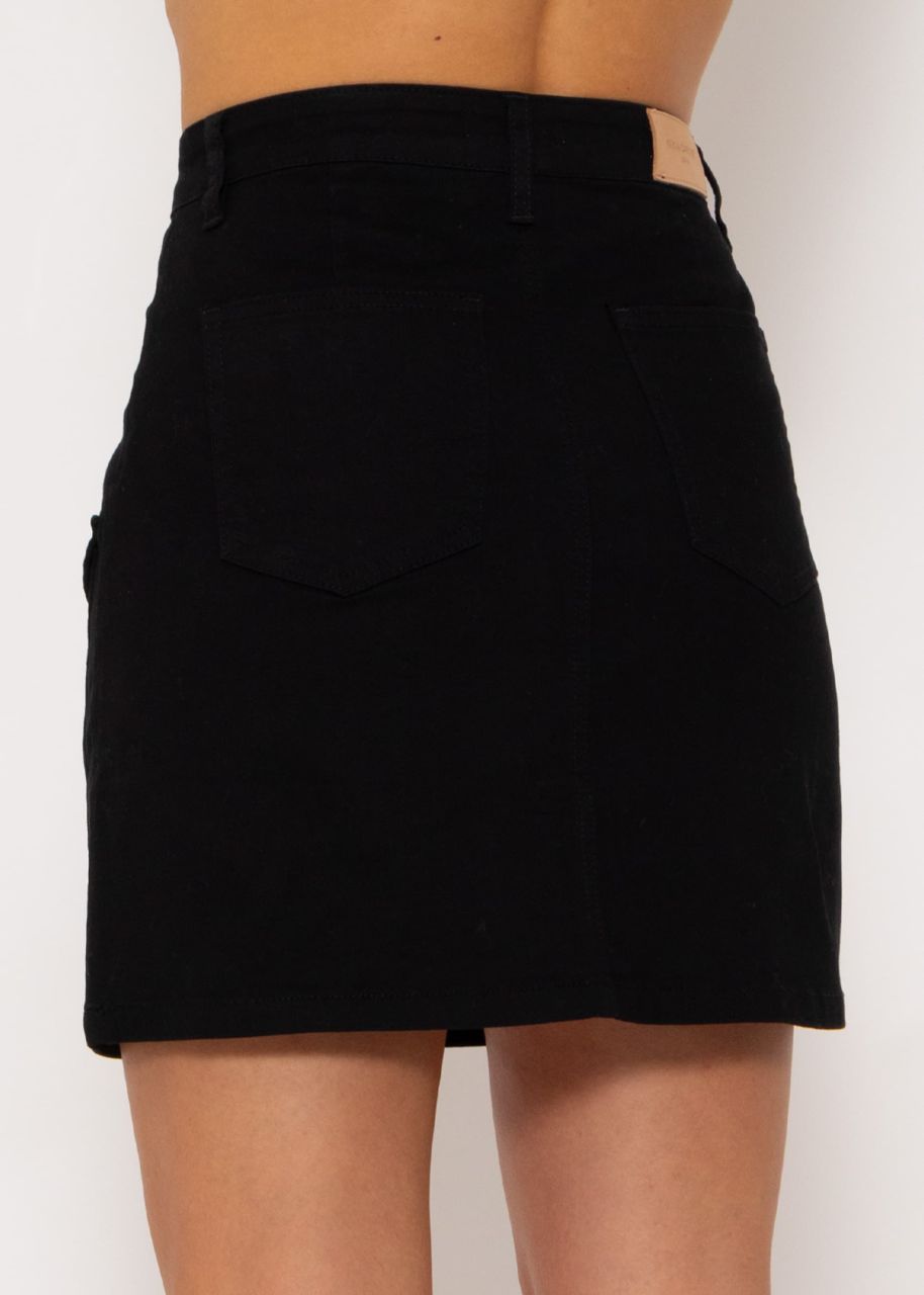Jeans skirt with pockets, black