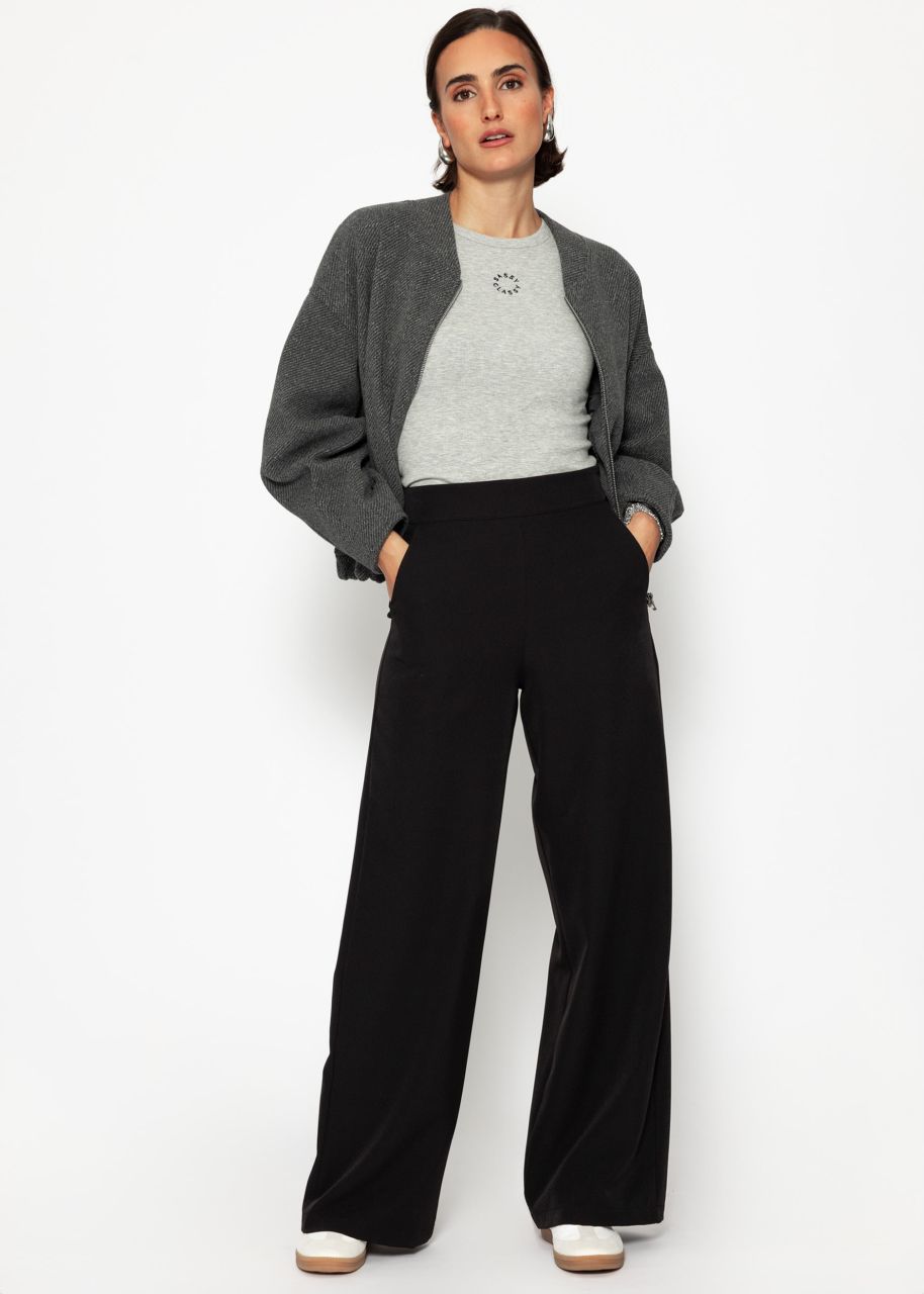 Highwaist fabric trousers - black