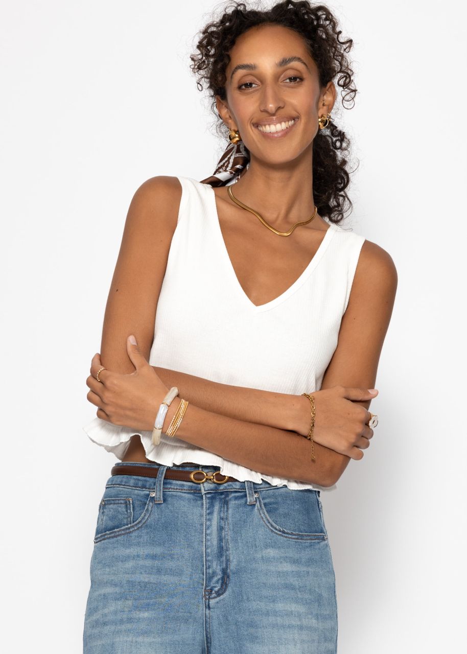 Top with ruffles - white