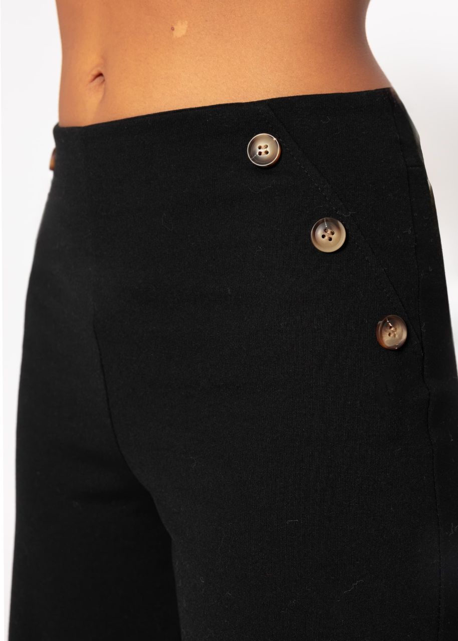 Trousers with decorative buttons - black