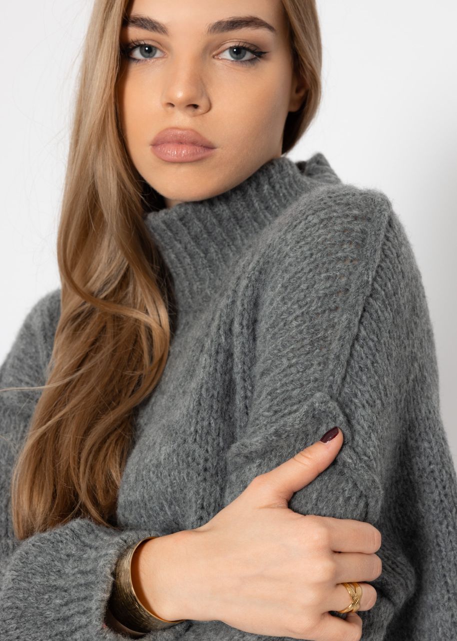 Turtleneck sweater with outer seams - dark gray