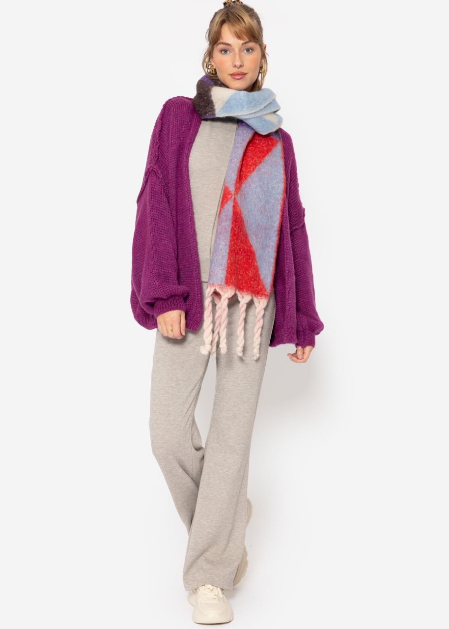 Casual cardigan with outer seams - purple